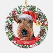 Airedale Terrier Custom Père Noël Ornement de Noël (Dos)