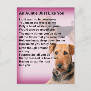 Airedale Terrier Design - Auntie gedicht Briefkaart
