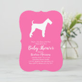 Airedale Terrier Dog Baby shower Pink Girl Kaart (Staand voorkant)