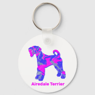 Airedale Terrier Dog Crazy Hot Pink & Blue Sleutelhanger