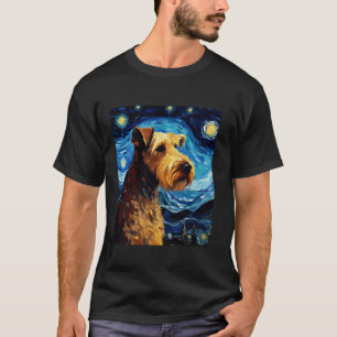 Airedale Terriër Dog Funny Sterrennacht Van Gogh A T-shirt