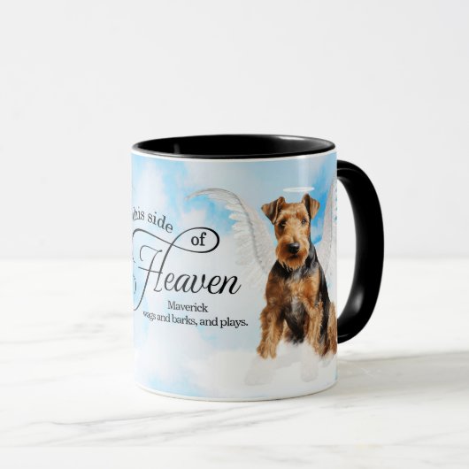 Airedale Terrier Dog Heaven Personalized Memorial Mok (Voorkant rechts)