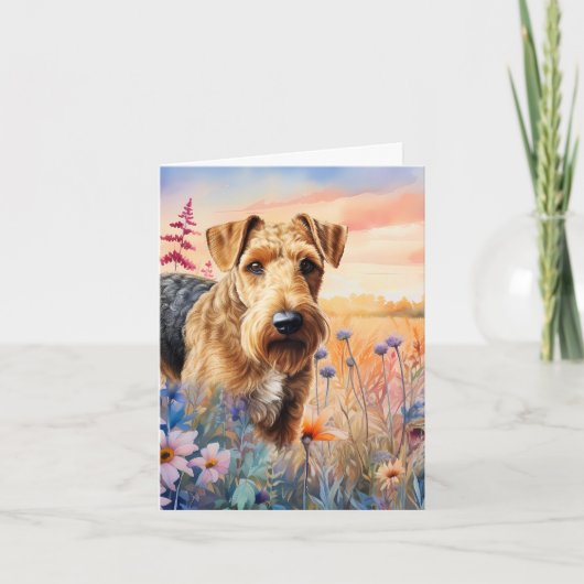 Airedale Terrier Dog in a Wildflower Meadow (Devant)