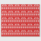 Airedale Terrier Dog Kerstmis Pattern Red Cadeaupapier (Vlak)