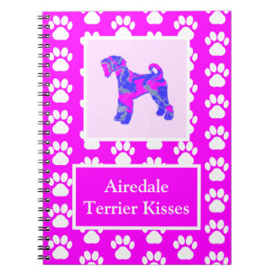 Airedale Terrier Dog Kisses Silhouette Cute P&B Notitieboek