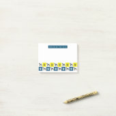 Airedale Terrier Dog & Paw Yellow & Blue Grid Post-it® Notes (Op bureau)