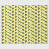 Airedale Terrier Dog Silhouette Grid Yellow Cadeaupapier (Vlak)