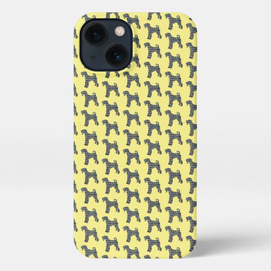Airedale Terrier Dog Silhouette Grid Yellow iPhone Hoesje (Achterkant)