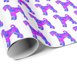 Airedale Terrier Dog Silhouette P&B White Gift Cadeaupapier