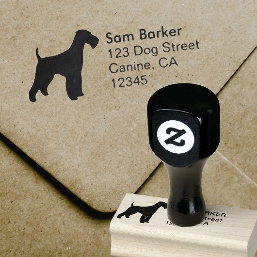 Airedale Terrier Dog Silhouette Return Address Rubberstempel