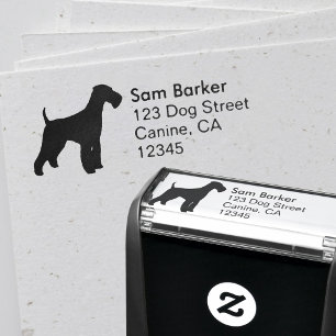 Airedale Terrier Dog Silhouette Return Address Zelfinktende Stempel
