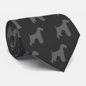 Airedale Terrier Dog Silhouettes Pattern Grey Stropdas (Opgerold)
