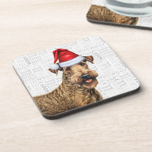 Airedale Terrier Dog Woof Word Art Holiday Bier Onderzetter