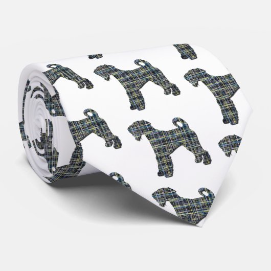 Airedale Terrier Dog Yellow & Blue Lines Cravate b (Roulé)