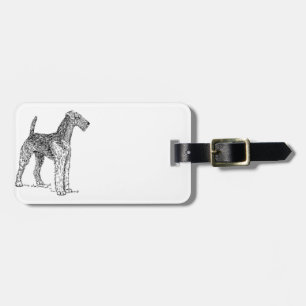 Airedale Terrier Elegante Hondentekening Bagagelabel