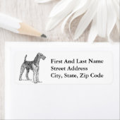 Airedale Terrier Elegante Hondentekening Etiket (Insitu)