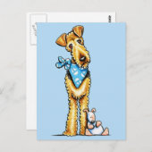 Airedale Terrier en Puppy Briefkaart (Voorkant / Achterkant)