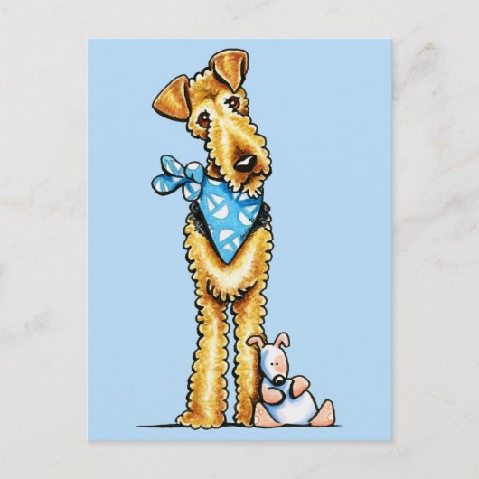 Airedale Terrier en Puppy Briefkaart (Voorkant)