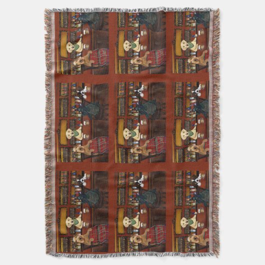 AIREDALE TERRIER EN VRIENDEN DEKEN (Voorkant Verticaal)