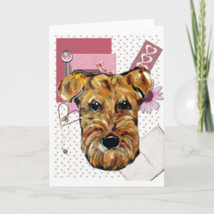 AIREDALE TERRIËR FEESTDAGEN KAART