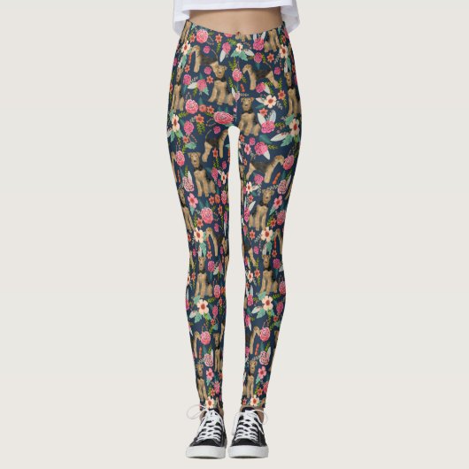 Airedale Terrier Floral Dog leggings (Voorkant)