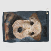 AIREDALE TERRIER GOLFHANDDOEK (Horizontaal)