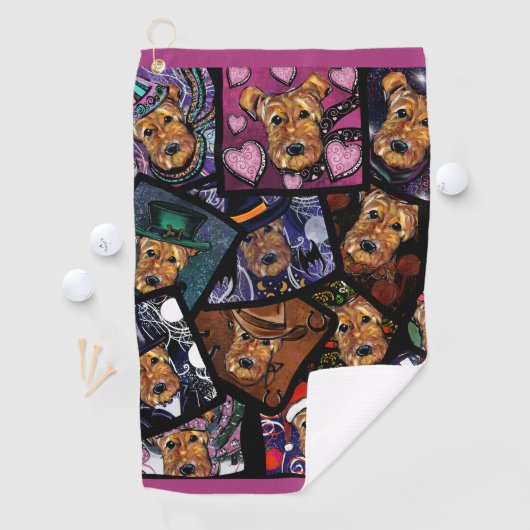 AIREDALE TERRIER GOLFHANDDOEK (Insitu)