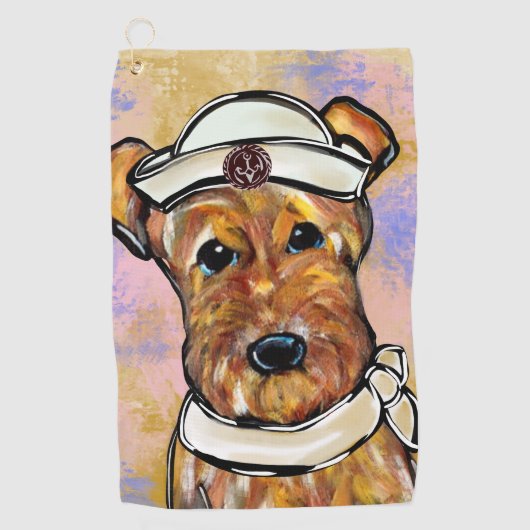 AIREDALE TERRIER GOLFHANDDOEK (Voorkant)