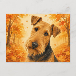 Airedale Terrier Herfst Bos Hond Briefkaart
