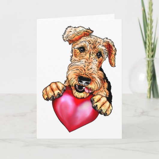 Airedale Terrier Holding Heart Kaart (Voorkant)
