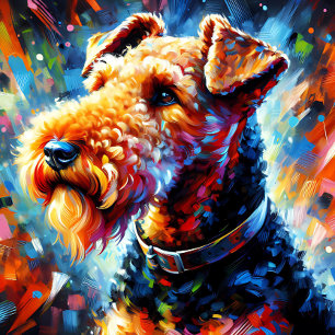 Airedale Terrier Hond Acryl Print   Kleurrijk Legpuzzel