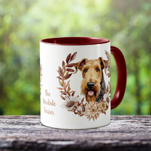 Airedale Terrier Hond Herfst krans Mok