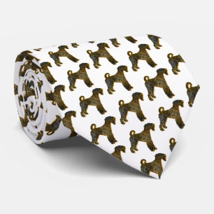 Airedale Terrier Hond Silhouet Halloween Wit Stropdas