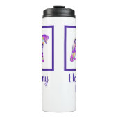 Airedale Terriër Hond Silhouet Paarse Roze Y & B Thermosbeker (Voorkant)