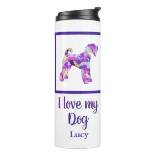 Airedale Terriër Hond Silhouet Paarse Roze Y & B Thermosbeker