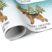 Airedale Terrier Hond Sneeuwig Winter Bos Feesteli Cadeaupapier (Rol Hoek)