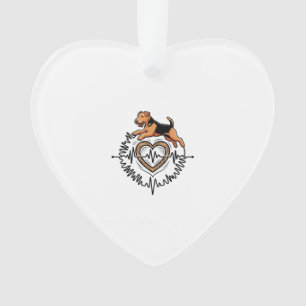 Airedale Terrier-hond springt Hart Ekg-lijn Ornament