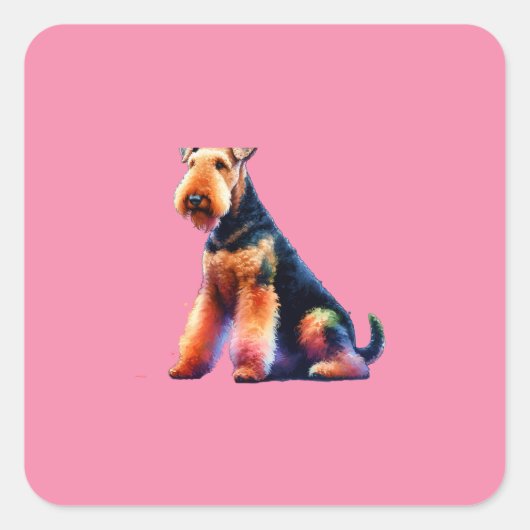 Airedale terrier Hond Vierkante Sticker (Voorkant)