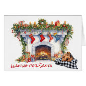 Airedale Terrier Hond Wacht op de Kerstman (Voorkant Horizontaal)