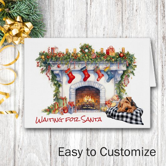 Airedale Terrier Hond Wacht op de Kerstman