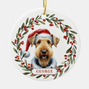 Airedale Terrier Honden Keramische Cirkel Ornament