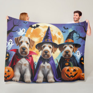 Airedale Terrier Honden Pompoen Halloween Grappig Fleece Deken