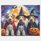 Airedale Terrier Honden Pompoen Halloween Grappig Fleece Deken (Voorkant (Horizontaal))