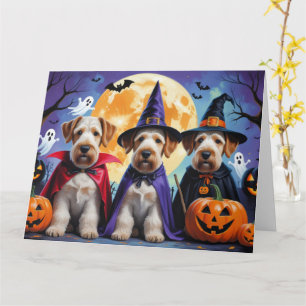 Airedale Terrier Honden Pompoen Halloween Grappig Kaart