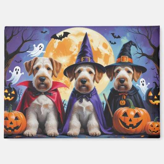 Airedale Terrier Honden Pompoen Halloween Grappig Magneet (Voorkant)