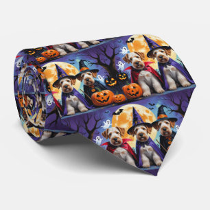 Airedale Terrier Honden Pompoen Halloween Grappig Stropdas