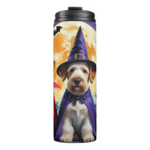 Airedale Terrier Honden Pompoen Halloween Grappig Thermosbeker