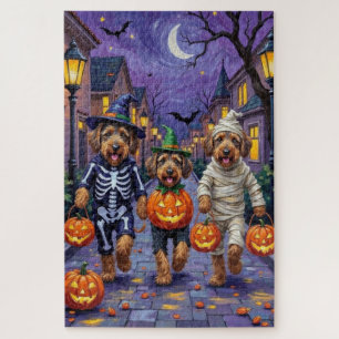 Airedale Terrier Honden Trick-or-Treating Hallowee Legpuzzel