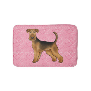 Airedale Terrier Hondenliefde Met Roze Hart Patroo Badmat