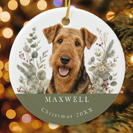 Airedale Terrier-hondenras waterverf Kerstmis Keramisch Ornament